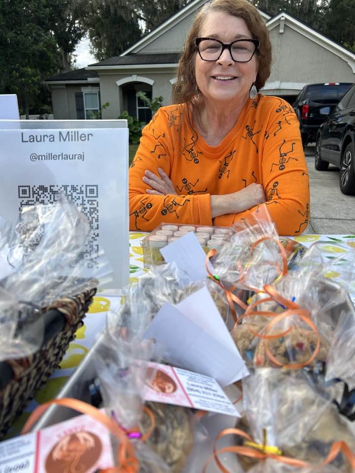 Mama Miller serving baked goods